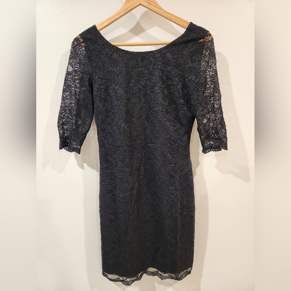 Banana Republic Dark Lace Long Sleeve Dress